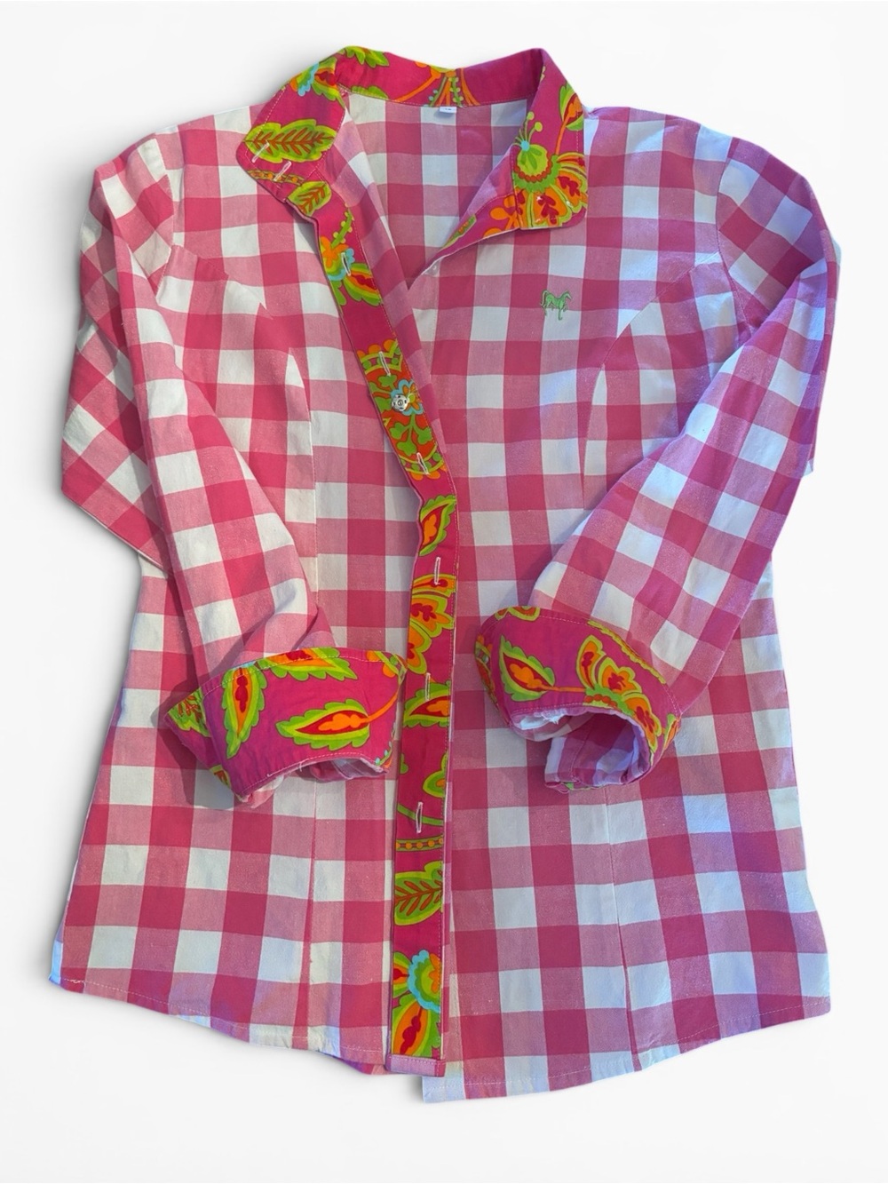 Middy N Me Equestrian Collection Gingham Button Up Preppy
